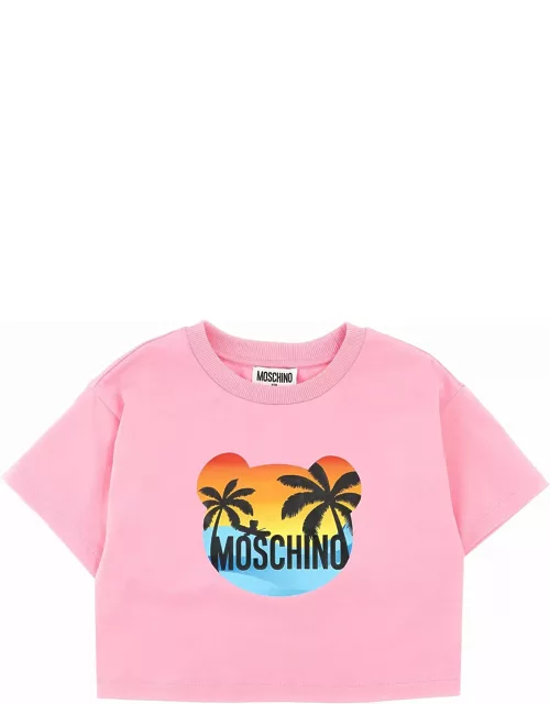 Moschino Logo Print Cropped T-shirt