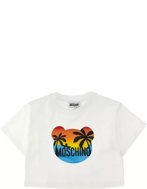 Moschino Logo Print Cropped T-shirt