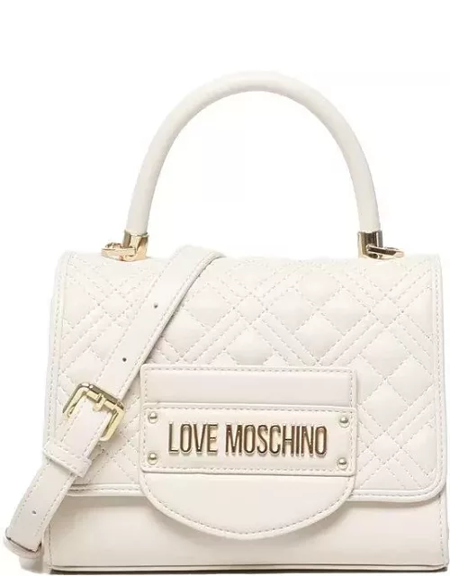 Love Moschino Logo Lettering Quilted Top Handle Bag