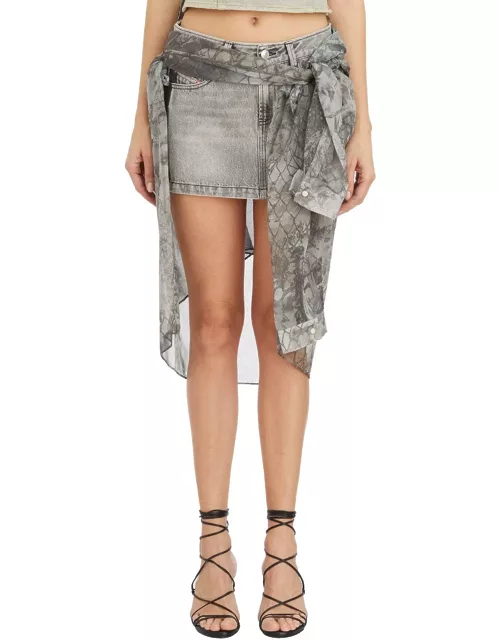 Diesel O-jeany Layered-design Asymmetric Denim Skirt