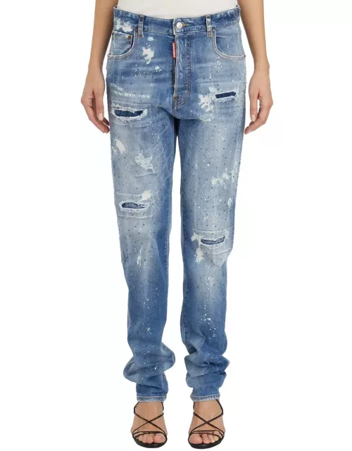 Dsquared2 Embellished Distressed High-waist Jean