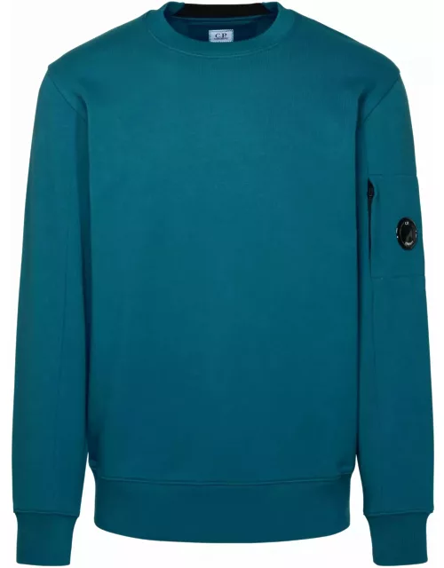 C.P. Company diagonal Raised Fleece Blue Cotton Sweatshirt