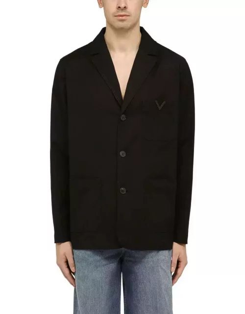Valentino Black Single-breasted Jacket With V Detai