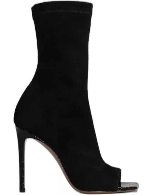 Paris Texas Amanda High Heels Ankle Boots In Black Suede