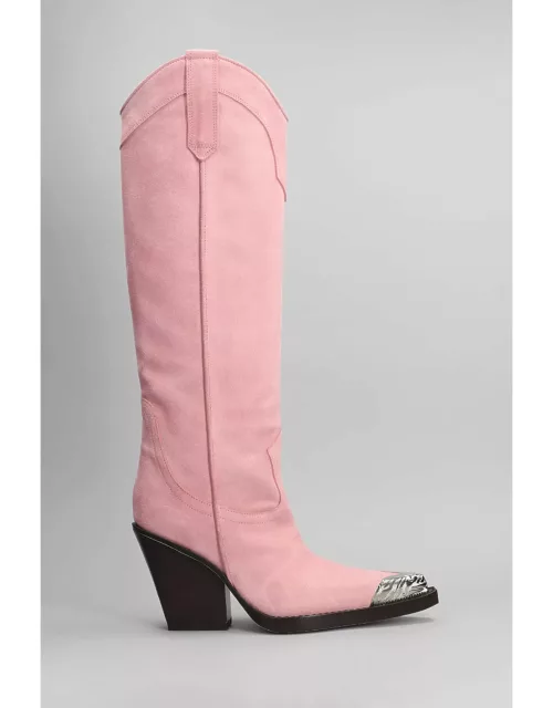 Paris Texas El Dorado Texan Boots In Rose-pink Suede