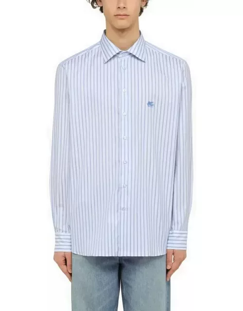 White/light blue striped long sleeved shirt