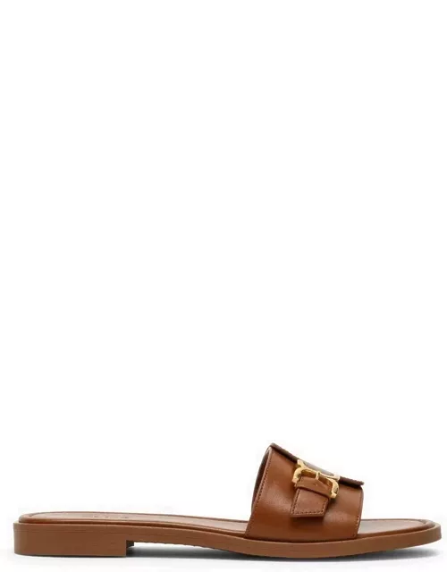 Marcie caramel-coloured flat leather sandal