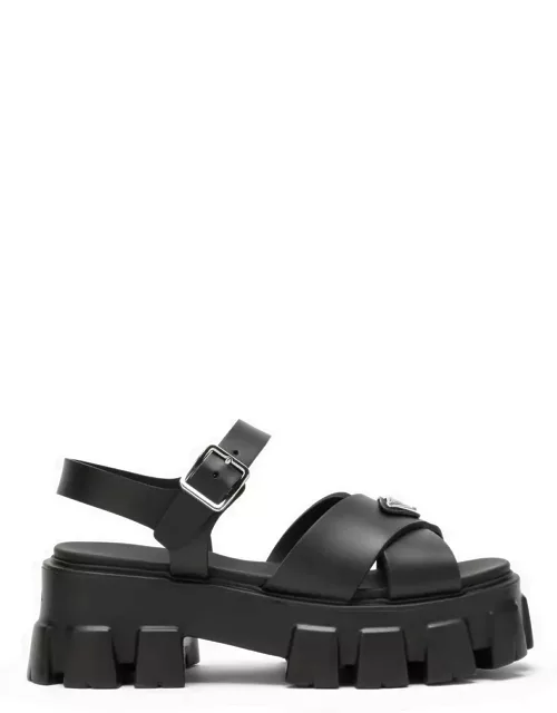 Black rubber sandal with logo