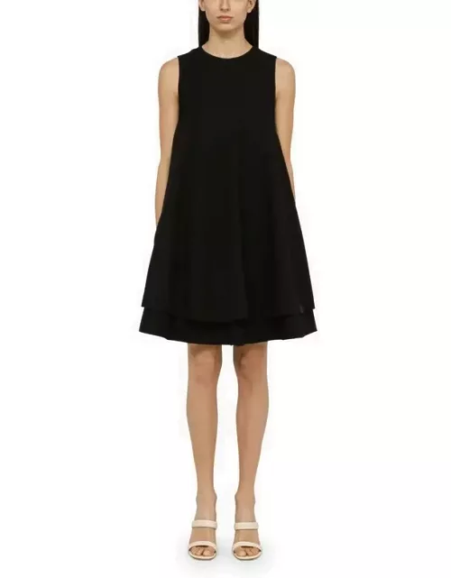 Black double-layer silk and wool dres