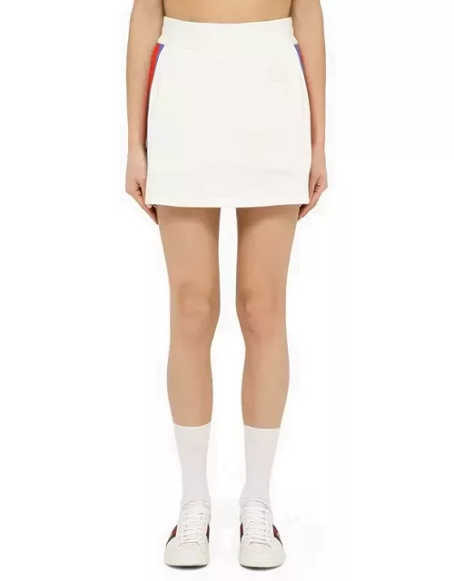 White cotton mini skirt with web detai