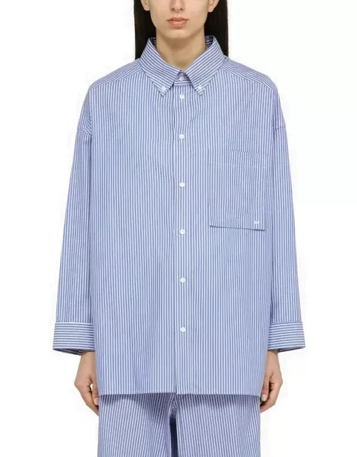Blue/white striped cotton button-down shirt