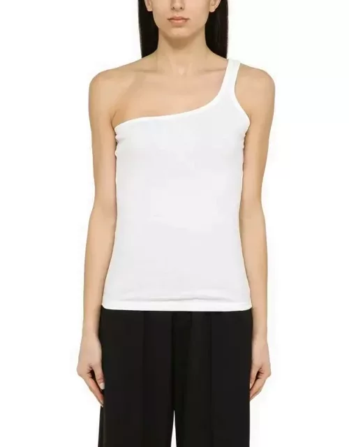 White one-shoulder cotton tank top