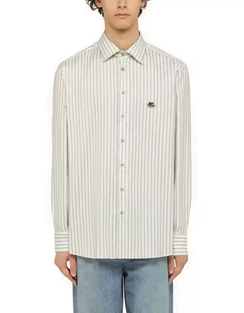 White/green striped long sleeved shirt