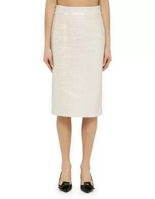 Silver cotton-blend midi skirt
