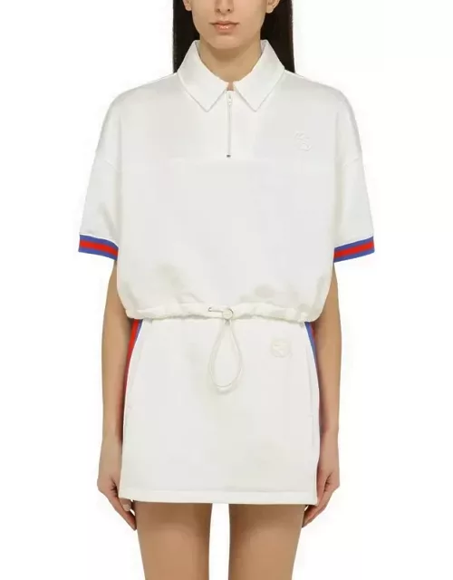 White cotton polo shirt with web detai