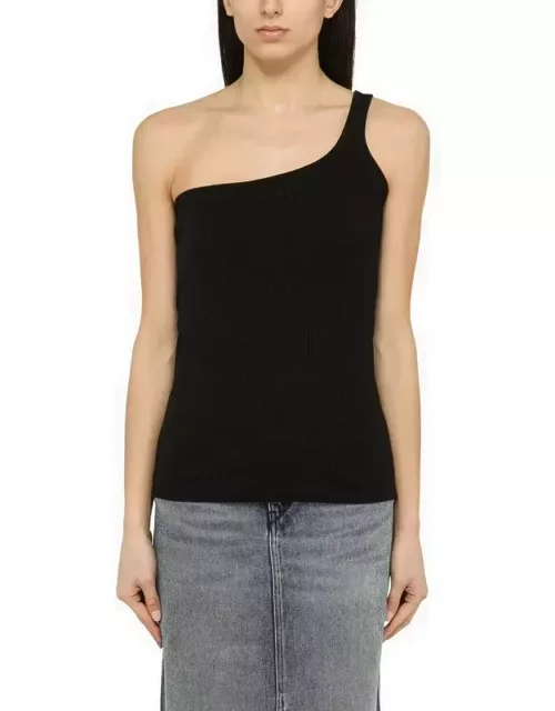 Black one-shoulder cotton tank top