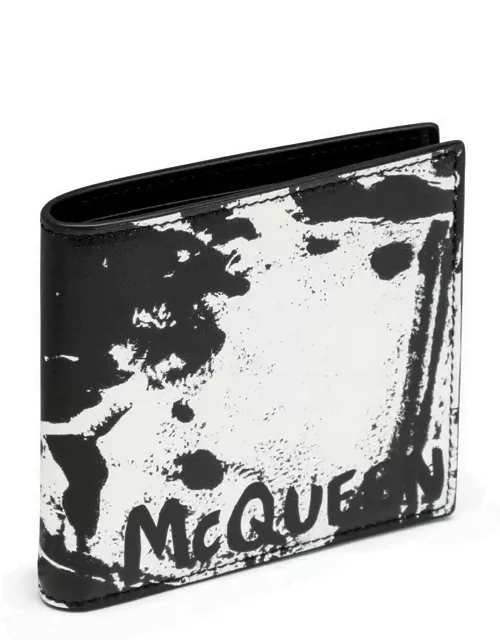 Black/white leather wallet with logo