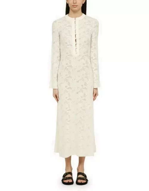 White wool and silk dress with embroidery
