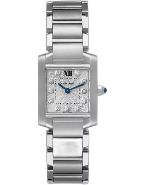 Cartier Tank Francaise Small Steel Diamond Dial Ladies Watch WE110006 20 x 25 m