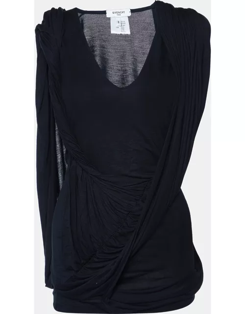 Givenchy Black Jersey Draped Sleeveless Top