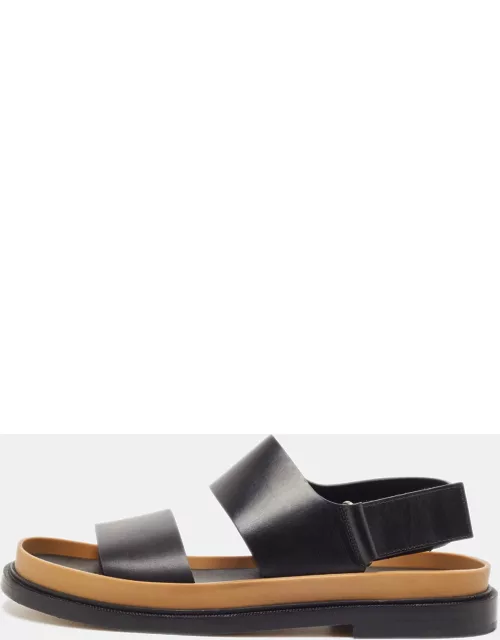 Gucci Black Leather Slingback Flat Sandal
