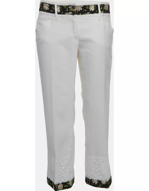 Dolce & Gabbana Off-White Linen Blend Trousers