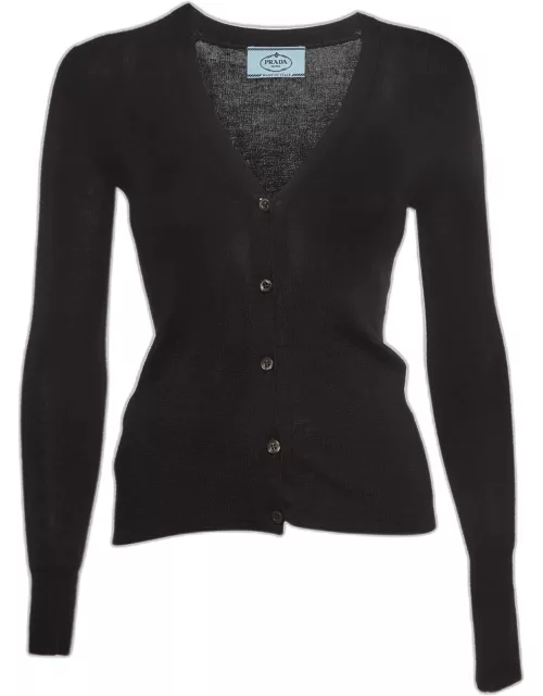 Prada Black Cashmere and Silk Buttoned Cardigan
