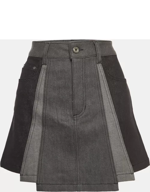 Just Cavalli Grey Denim Paneled Mini Skirt