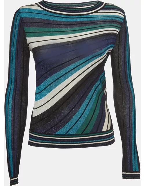 Diane Von Furstenberg Multicolor Striped Knit Long Sleeve Top