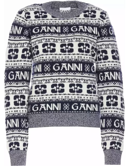 Ganni Logo Wool Mix O-neck Sweater