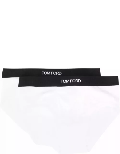 Tom Ford Womans Two White Cotton Briefs With Logo