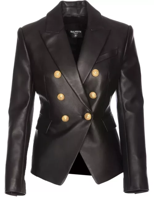 Balmain 6 Buttons Classic Leather Jacket