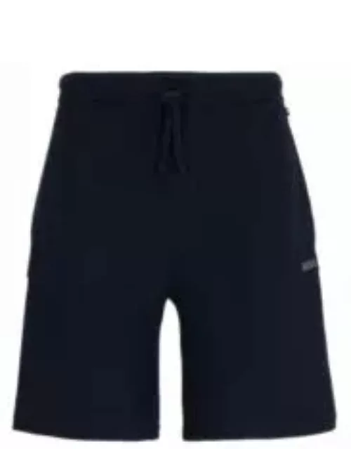 Pajama shorts with embroidered logo- Dark Blue Men's Nightwear