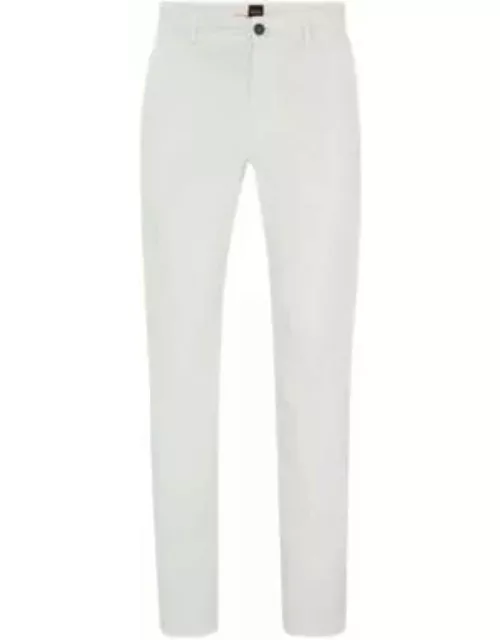 Slim-fit chinos in stretch-cotton satin- White Men's Casual Pant