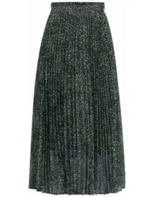 Printed pliss skirt in crepe Georgette- Patterned Women's Casual Skirt