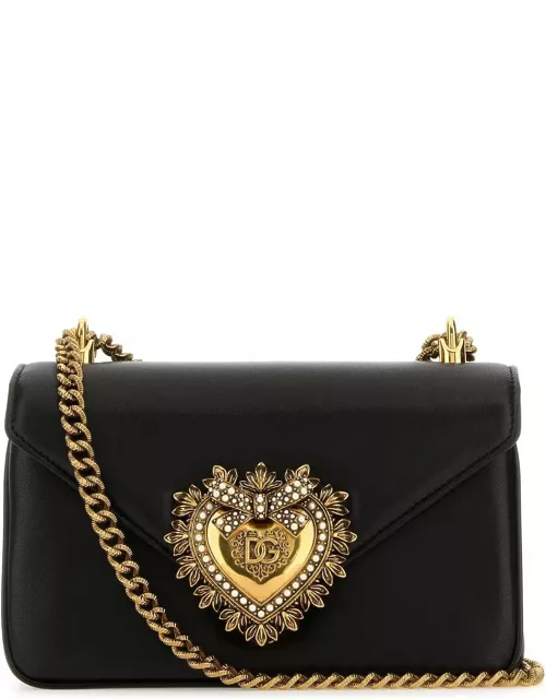 Dolce & Gabbana Black Nappa Leather Devotion Shoulder Bag