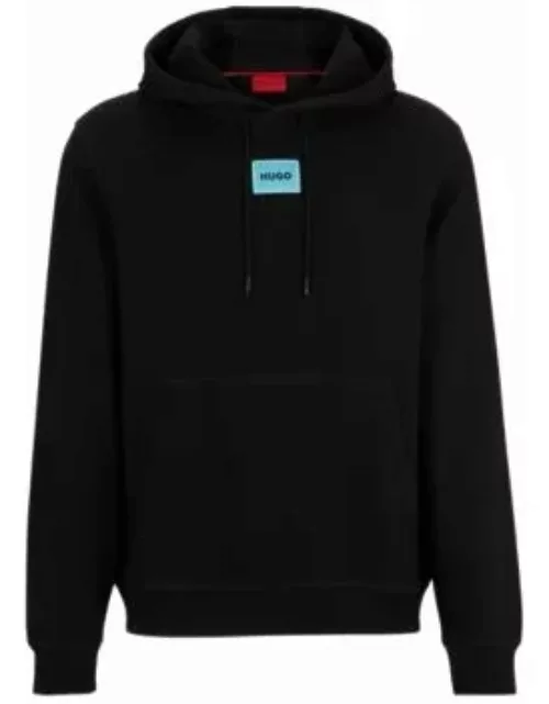 Cotton-terry hoodie with logo label- Black Men's Tracksuit