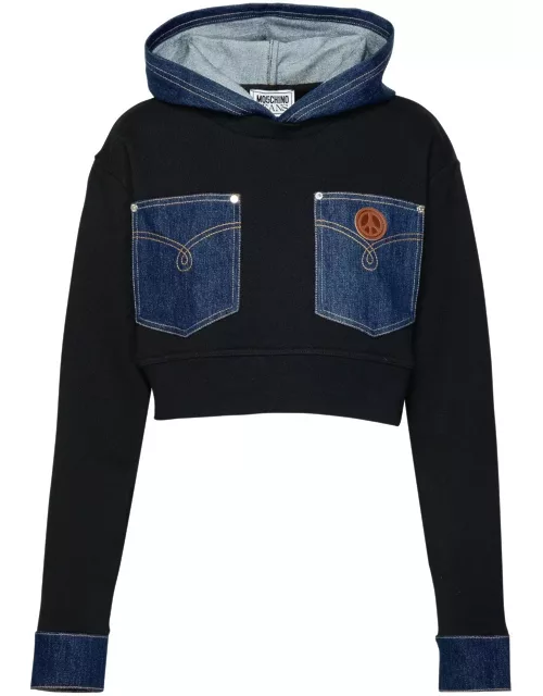M05CH1N0 Jeans Jeans Patchwork Cropped Hoodie