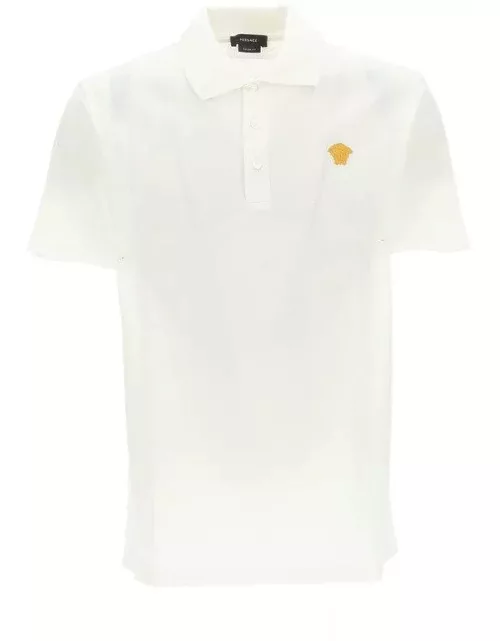 Versace Medusa Logo Embroidered Short-sleeved Polo Shirt