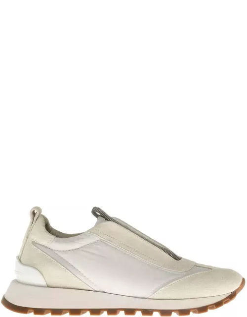 Brunello Cucinelli White Sneakers With Monile Insert