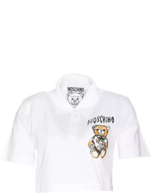 Moschino Cropped Drawn Teddy Bear T-shirt