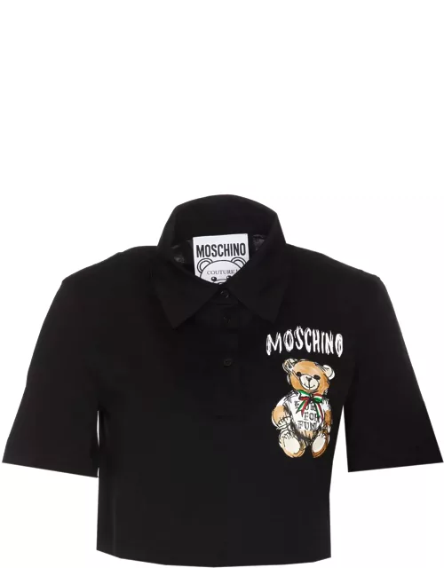 Moschino Cropped Drawn Teddy Bear T-shirt