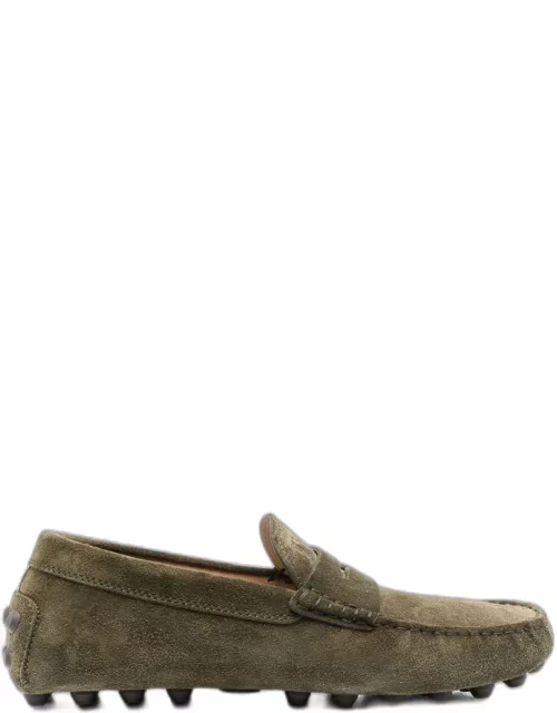Tod's Green Suede Bubble Gommino Driving Shoe
