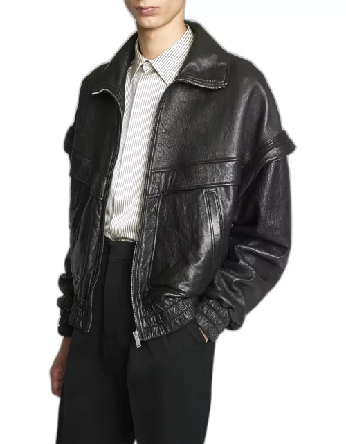 Men's 80s Leather Bomber Jacket