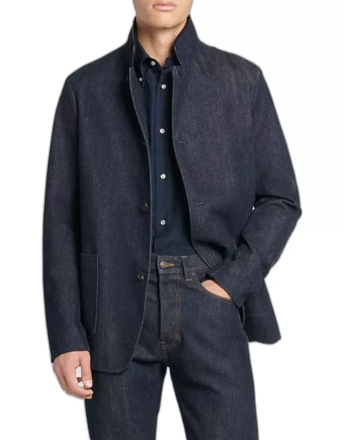 Men's Spagna Cashmere-Cotton Denim Jacket
