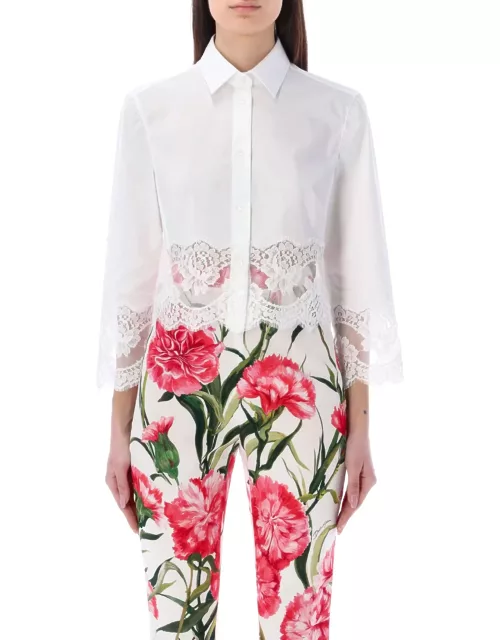 Dolce & Gabbana Lace Inserts Cotton Crop Shirt