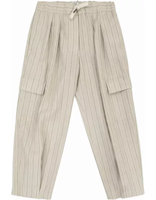 Brunello Cucinelli Linen Blend Comfort Cargo Trouser