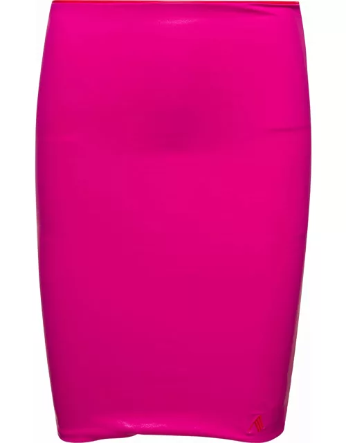 The Attico Metallic Sheen Skirt In Fuchsia Pink Technical Fabric Woman