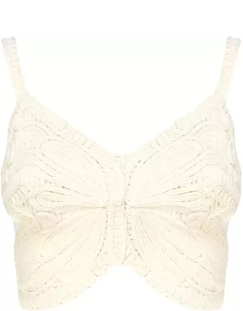 Blumarine Cropped Top With Butterfly Embroidery