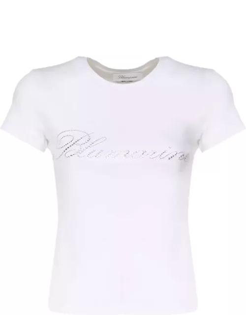 Blumarine T-shirt With Studs And Rhinestone Embroidery